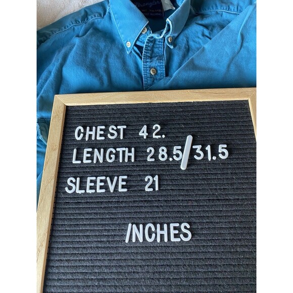 Vintage Wrangler Men's Sz M Teal X Long Tail Long Sleeve Western Shirt - Picture 14 of 14
